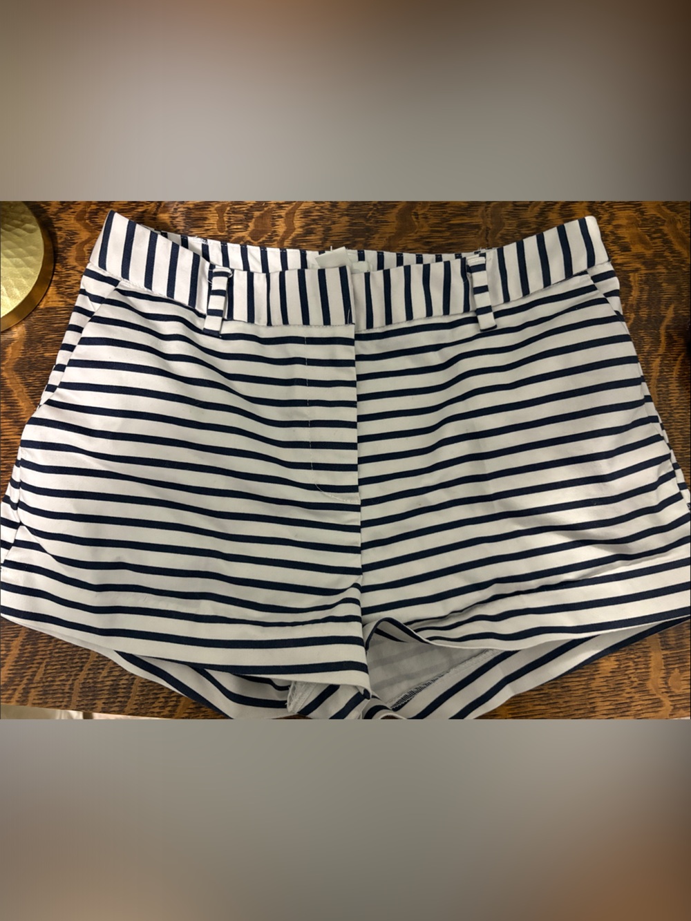 H&M White and Navy Striped Women’s Shorts